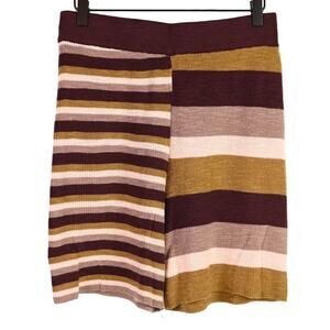 Free People Beach Coverup Cotton Striped Sweater Shorts, medium